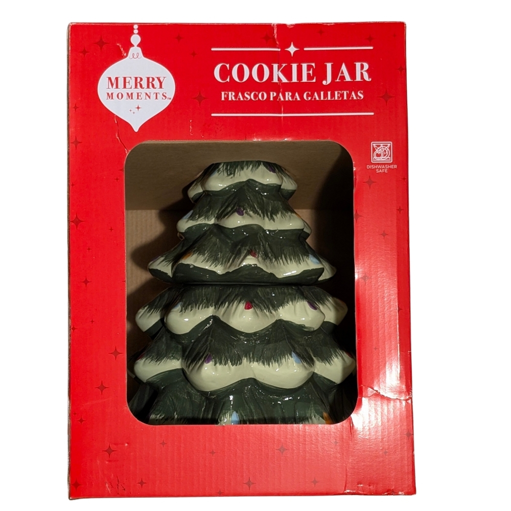 ALDI Merry Moments Christmas Tree Cookie Jar  New In Box 7.91" x 7.91" x 12.68"